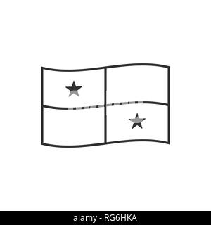 Panama flag icon in black outline flat design. Independence day or National day holiday concept. Stock Vector