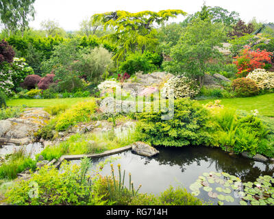 A view of the lovely Abkhazi Garden (Abkhazi Gardens) in spring in Victoria, British Columbia, Canada. Stock Photo