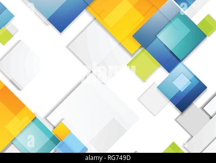 Abstract tech geometric colorful background with glossy squares. Vector design Stock Vector