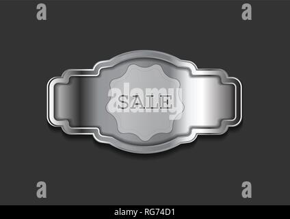 Silver metallic abstract vintage frame. Vector background Stock Vector