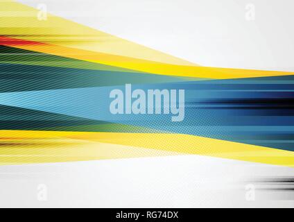 Abstract tech bright blue and yellow grunge concept background. Vector design Stock Vector