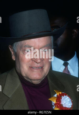 HOLLYWOOD, CA - NOVEMBER 28: Comedian/Actor Bob Hope attends the 62nd Annual Hollywood Christmas Parade on November 28, 1993 at KTLA Studios in Hollywood, California. Photo by Barry King/Alamy Stock Photo Stock Photo