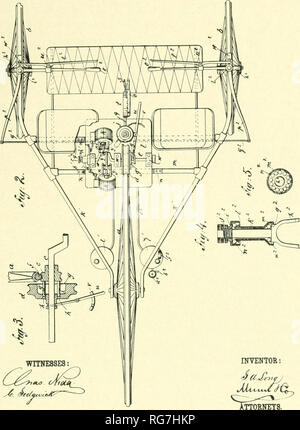 . Bulletin - United States National Museum. Science. (No Model.) No. 281,091. 2 Sheets—Sheet 2 G. A. LONG. STEAM ROAD VEHICLE. Patented July 10, 1883.. ^ ^ WITNESSES: s6. £etty,vC**^-^:&gt; Figure 34. — Drawings from Long's patent, showing outline of tricycle as pro- posed by him in 1 882. time, one of which was built at Worcester, Mass. On August 29, 1882, Long filed an application for a patent for a &quot;steam road-vehicle&quot; consisting of a self-propelled tri- cycle powered by a 2-cylinder steam engine using gasoline as fuel. On July 10, 1883, U. S. patent No. 281091 was granted to Lo Stock Photo