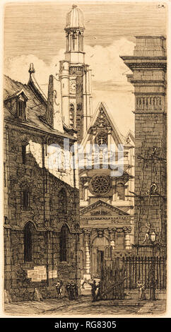 Saint-Etienne-du-Mont, Paris (Church of St. Stephen of the Mount, Paris). Dated: 1852. Dimensions: plate: 25 x 13 cm (9 13/16 x 5 1/8 in.)  sheet: 37.3 x 24.2 cm (14 11/16 x 9 1/2 in.). Medium: etching on laid paper. Museum: National Gallery of Art, Washington DC. Author: CHARLES MERYON. Stock Photo