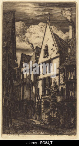 La Rue des Toiles, à Bourges. Dated: 1853. Medium: etching with drypoint on green paper. Museum: National Gallery of Art, Washington DC. Author: CHARLES MERYON. Stock Photo