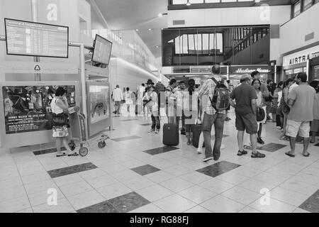 NEWARK, USA - JULY 7, 2013: People wait at Newark Liberty Airport in Newark. With 33.7 millions of total passenger traffic it is the 14th busiest airp Stock Photo