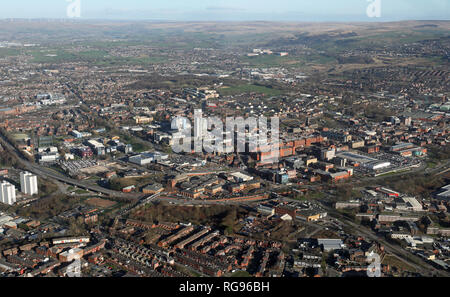 aerial view of the Oldham skyline, Greater Manchester, UK Stock Photo