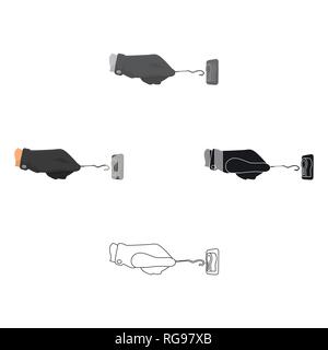 Lockpick in the hand of the criminal. Latchkey, thief tool, crime single icon in cartoon style vector symbol stock illustration . Stock Vector