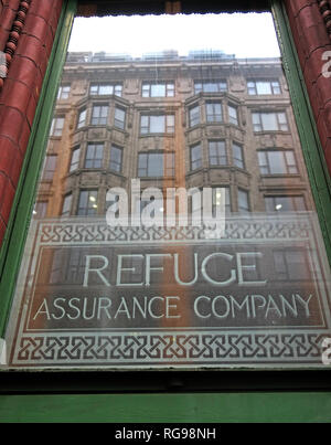 Window at Refuge assurance Company Head Office Building, Oxford Road, Manchester, North West England, UK,