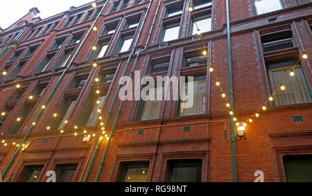 Courtyard with lights, Refuge assurance Company Head Office Building, Oxford Road, Manchester, North West England, UK,
