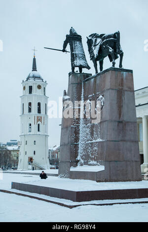 Vilnius cathedral in winter, Lithuania. Stock Photo
