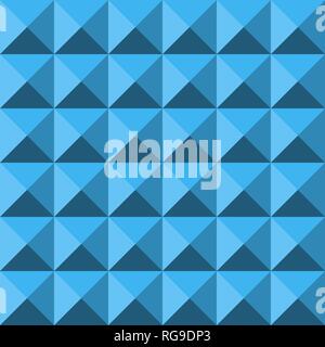 Blue abstract relief pyramid texture seamless pattern. Vector background. Stock Vector