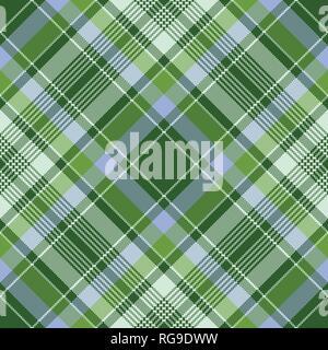 Green check plaid fabric texture pixel seamless pattern. Vector illustration. Stock Vector
