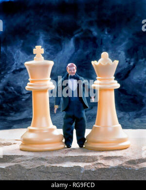 Chess pieces with groom, Queen and King with room for your type. Stock Photo
