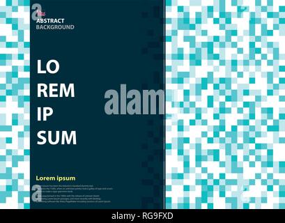 Abstract pixel blue color of magazine cover design. Decorating in business presentation. You can use texting for cover design, brochure, annual report Stock Vector
