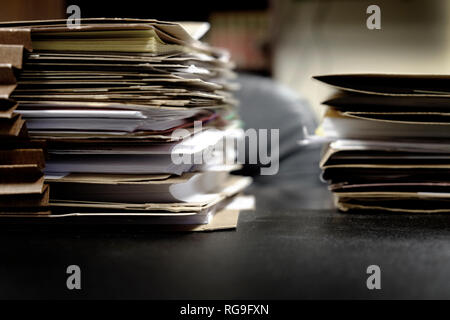 Files and folders on desktop desk business work for organizing papers Stock Photo