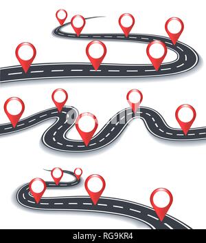 Road map information symbols. Roadmap driving navigation vector abstract elements for information business way concepts Stock Vector
