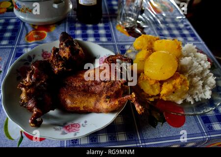 Grilled Cuy in Huashao - National park HUASCARAN. Department of Ancash.PERU                   Stock Photo