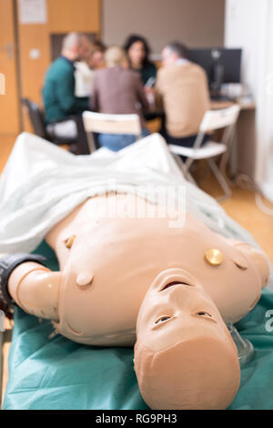 Healthcare patient simulator for modern practical training of health professionals in hospitals. Stock Photo