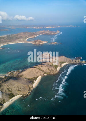 Indonesia, Lombok, Aerial view of coast Stock Photo