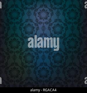 Blue decorative seamless pattern. Dark gothic style Stock Vector