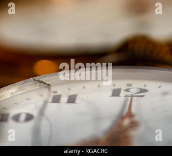 Still life color macro of ancient historic old pocket golden watches, symbolic,figurative, decay, fading,time,past,aging,age,carpe diem Stock Photo