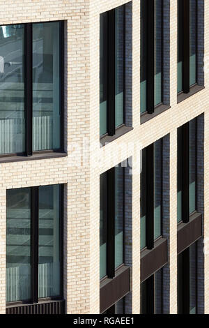 Window and brick facade detail. Paul Street, London, United Kingdom. Architect: Stiff + Trevillion Architects, 2018. Stock Photo