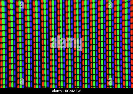TV pixels closeup. Macro screen pixel. Stock Photo