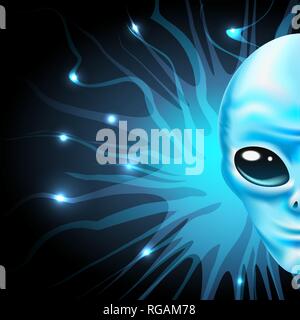 A Half of alien face on cosmic background. Vector illustration Stock Vector