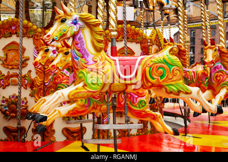 Fairground horse rides carousel Stock Photo - Alamy