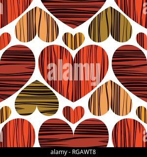 Multicolor hearts with stripes. Seamless pattern background. Vector illustration. Design for textiles Stock Vector