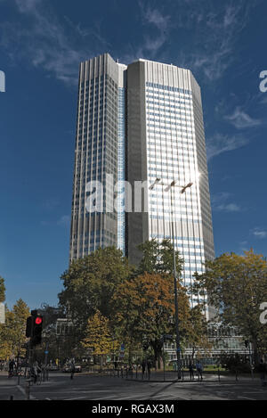 view of the eurotower, former headquarters of the european central bank, frankfurt am main, germany Stock Photo