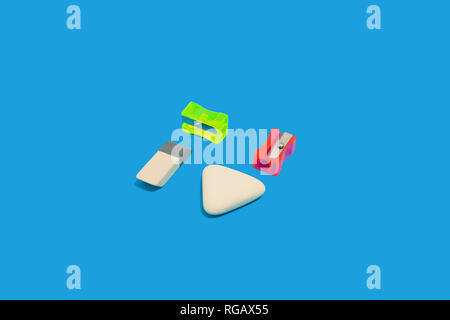 two erasers and sharpeners Stock Photo
