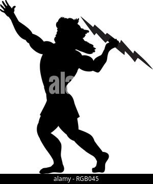 Zeus Jupiter god silhouette ancient mythology fantasy. Stock Vector