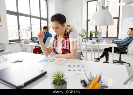 creative woman working on user interface at office Stock Photo