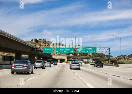 March 19, 2018 Los Angeles / CA / USA - Traffic junction on the I5 interstate Stock Photo