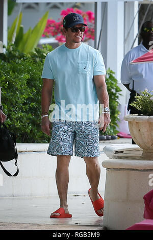 Mark Wahlberg seen outside the Sandy Lane Hotel with his wife Rhea Durham in Barbados - Barbados  Featuring: Mark Wahlberg Where: Barbados, Barbados When: 28 Dec 2018 Credit: WENN.com Stock Photo