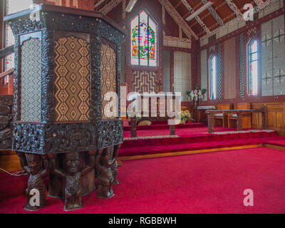 St Mary’s Church is a memorial to Māori soldiers who died in WW1, Tikitiki , East Cape, New Zealand Stock Photo