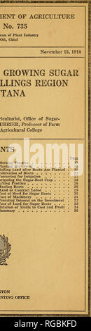 . Bulletin of the U.S. Department of Agriculture. Agriculture; Agriculture. aammesw UNITED STATES DEPARTMENT OF AGRICULTURE BULLETIN No. 735 Contribution from the Bureau of Plant Industry WM. A. TAYLOR, Chief Washington, D. C.. FARM PRACTICE IN BEETS IN THE BILLING OF MONTANA By S. B. NUCKOLS, Assistant Agriculturist, Office of Sugar- Plant Investigations, and E. L. CURRIER, Professor of Farm Management, Montana Agricultural College CONTENTS Page Basis of the Study 1 Procedure 2 Description of the Region Studied . 2 Development of the Sugar-Beet Industry in the Billings Region 4 Irrigated Area Stock Photo