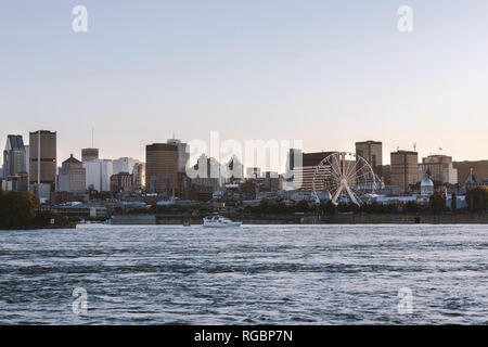 Montreal, Quebec, Canada, June 22, 2018: Downtown view from Sante Helen's Island across St Lawrence River Stock Photo