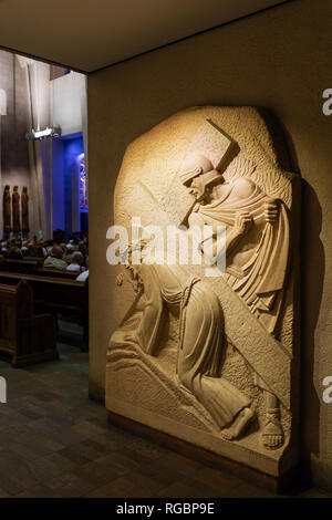 MONTREAL, CANADA, JUNE 3, 2018: The interior of Saint Joseph's Oratory of Mount Royal, sculpture is made by the artist Roger de Villiers Stock Photo