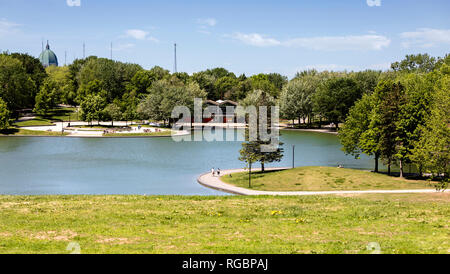 MONTREAL, QUEBEC, CANADA, JUNE 3, 2018: A peaceful summer day at Beaver Lake, Mount Royal Park Stock Photo