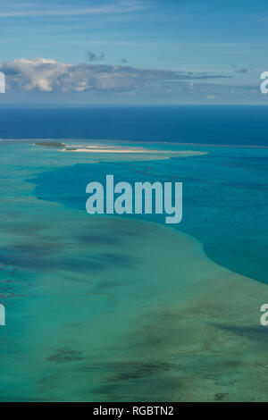 Cook Islands, Aerial view of Aitutaki lagoon Stock Photo - Alamy