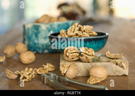 Cracked walnuts Stock Photo