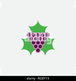 grape and leaf logo icon vector Stock Vector