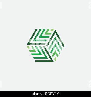 green cube hexagon logo vector box Stock Vector
