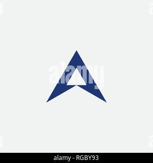 letter a triangle blue symbol vector logo Stock Vector