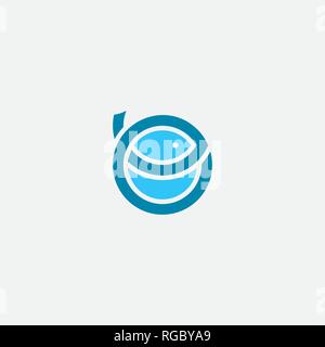 letter e and fish logo vector icon design Stock Vector