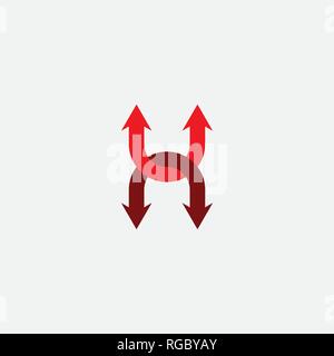letter h logo arrows red symbol vector design Stock Vector