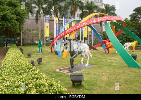 HONG KONG - CIRCA DECEMBER, 2015: horse statues in Hong Kong. Stock Photo